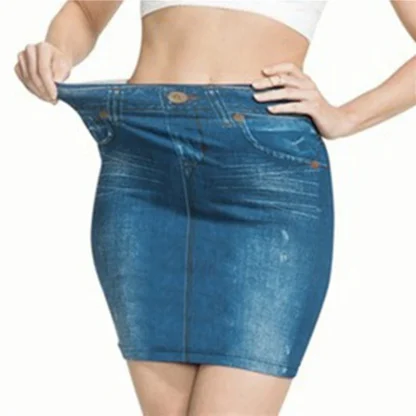 Retro Washed Slim Fit Denim Skirt - Image 2