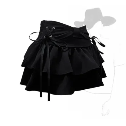 Cute Lace-up Ruffle Denim Skirts - Image 6