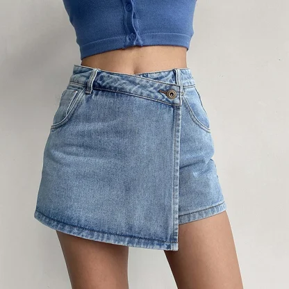 High-waist Wrap Denim Skirt - Image 4