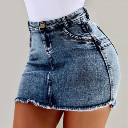 Acid Washed Mini Denim Skirt - Image 3