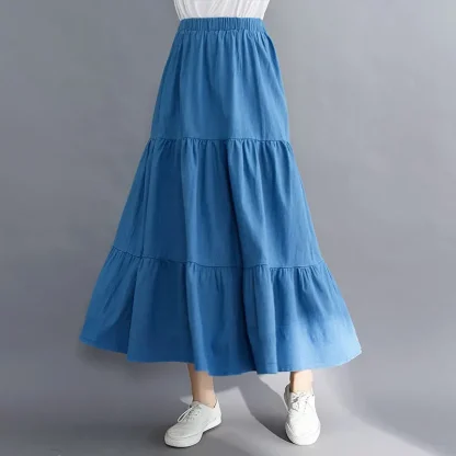Tiered Elastic Waist Denim Skirt - Image 6