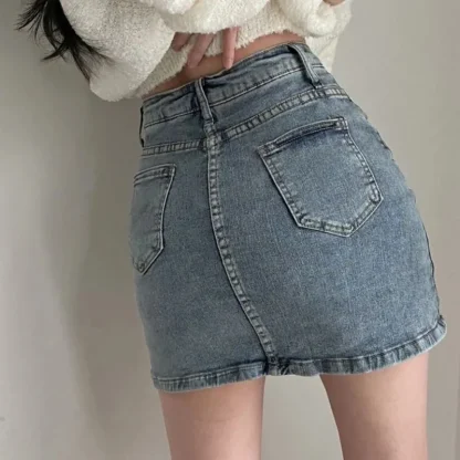 Sexy Split Mini Denim Skirt - Image 3