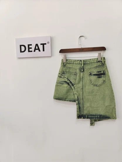 Asymmetrical Wrap Denim Skirt - Image 8