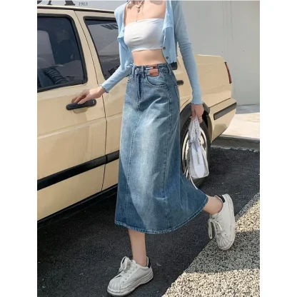 Trendy Straight Denim Skirt - Image 4
