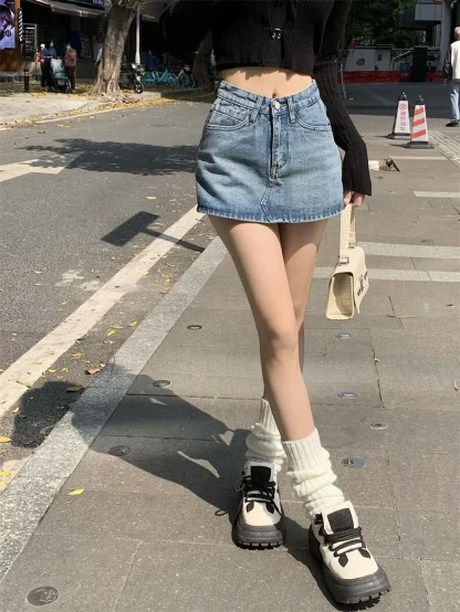 Casual High-waist Denim Skirt - Image 14