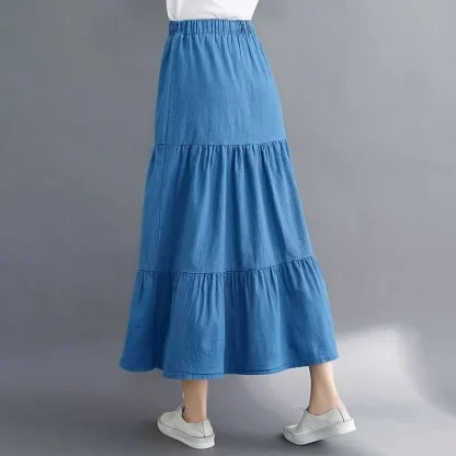 Tiered Elastic Waist Denim Skirt - Image 5