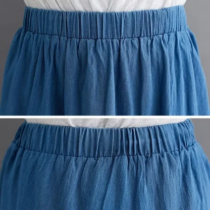 Tiered Elastic Waist Denim Skirt - Image 14