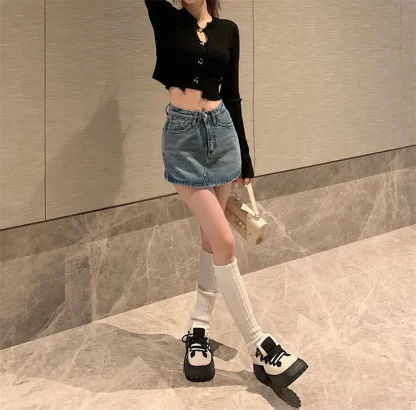 Casual High-waist Denim Skirt - Image 12