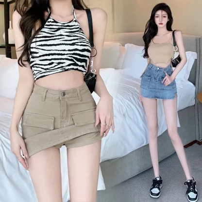 Fitted Inner Short Denim Skirts - Image 10