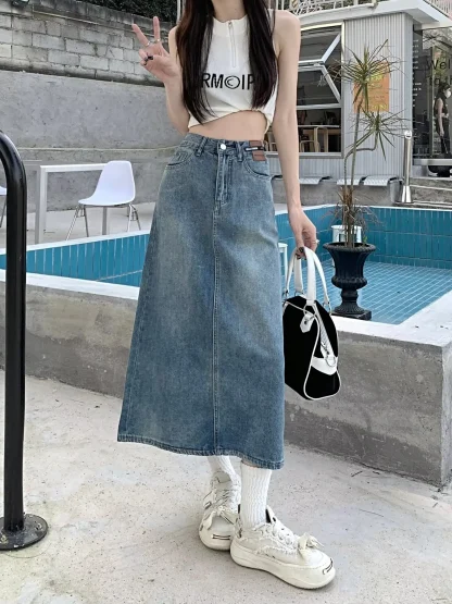 Trendy Straight Denim Skirt - Image 8