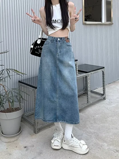Trendy Straight Denim Skirt - Image 9