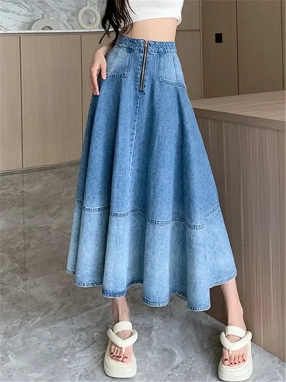 Gradient High-waist Denim Skirt - Image 4