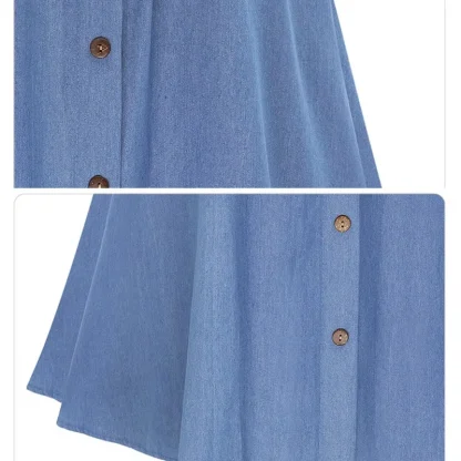 Button Down Decor Denim Skirt - Image 4