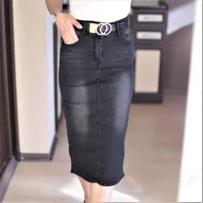 Midi Slim Fit Denim Skirts