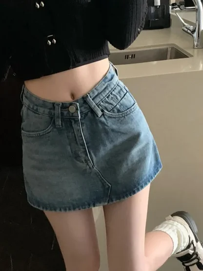 Casual High-waist Denim Skirt - Image 4