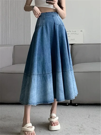 Gradient High-waist Denim Skirt - Image 5