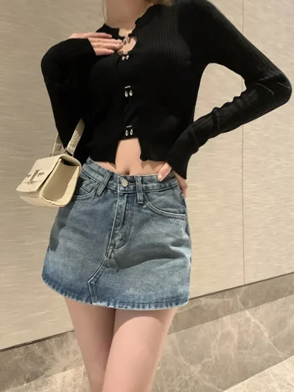 Casual High-waist Denim Skirt