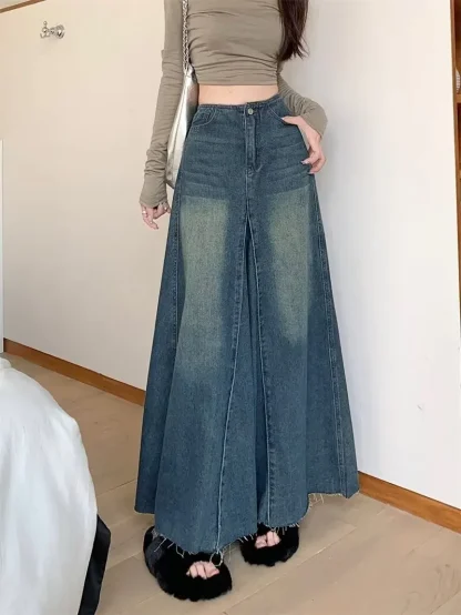 Faded Retro Maxi Denim Skirt - Image 6