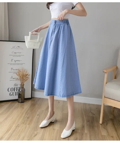 A-line High-waist Denim Skirt - Image 6