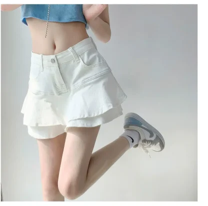 Tiered Ruffle Hem Denim Skirts - Image 12
