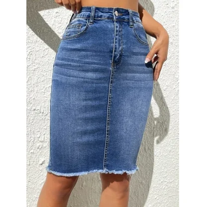 Knee Length Casual Denim Skirt - Image 3