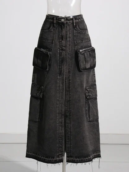 Cargo High-waist Denim Skirt - Image 14