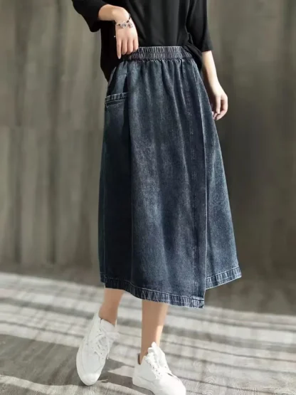Casual Side Pocket Denim Skirt - Image 11