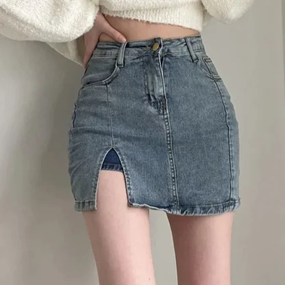 Sexy Split Mini Denim Skirt
