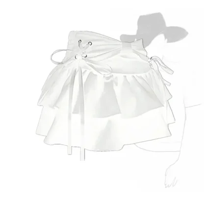 Cute Lace-up Ruffle Denim Skirts - Image 10