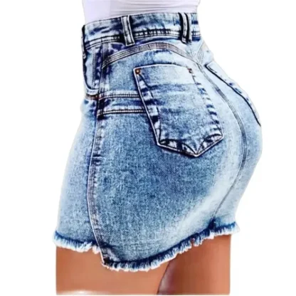 Acid Washed Mini Denim Skirt - Image 5