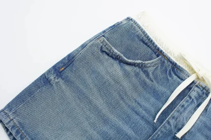 Retro Mini Drawstring Denim Skirt - Image 7