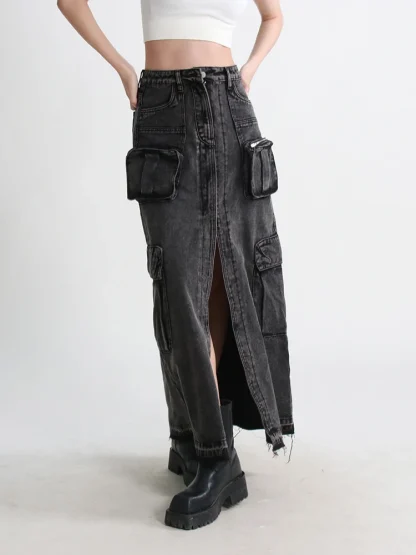 Cargo High-waist Denim Skirt - Image 12