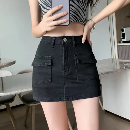 Front Pocket Mini Denim Skirt - Image 14