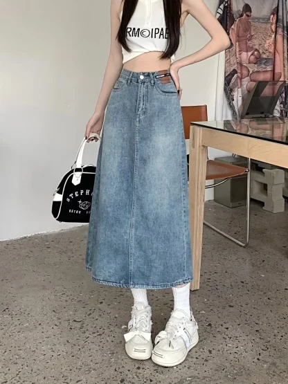 Trendy Straight Denim Skirt - Image 6