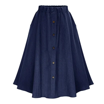 Button Down Decor Denim Skirt - Image 6