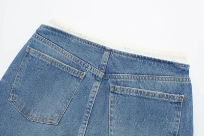 Retro Mini Drawstring Denim Skirt - Image 10