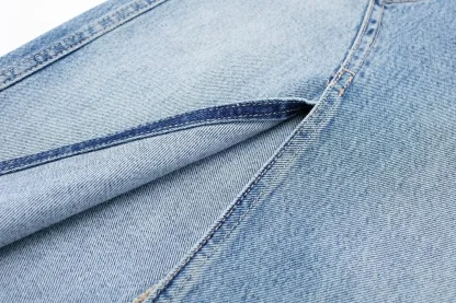 Irregular Front Slit Denim Skirt - Image 5