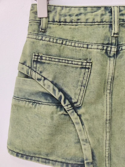 Asymmetrical Wrap Denim Skirt - Image 10