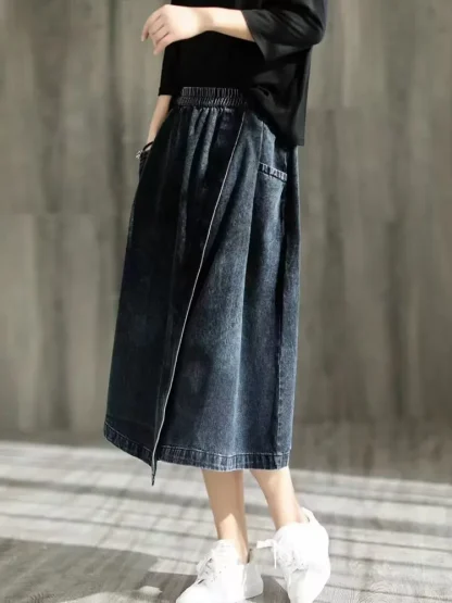 Casual Side Pocket Denim Skirt - Image 10