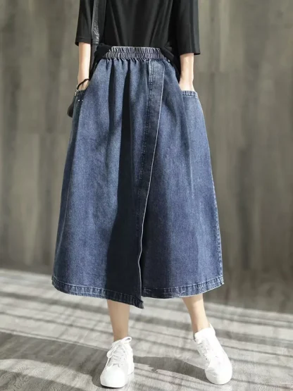Casual Side Pocket Denim Skirt - Image 2