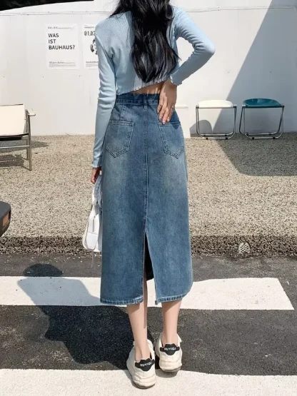 Trendy Straight Denim Skirt - Image 14