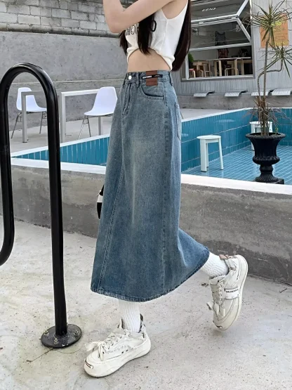 Trendy Straight Denim Skirt - Image 13