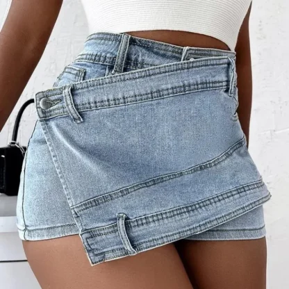 Asymmetrical Mini Denim Skirt