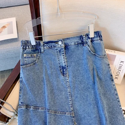 Plus Size Casual Denim Skirt - Image 4