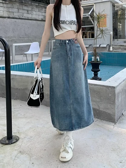 Trendy Straight Denim Skirt - Image 7
