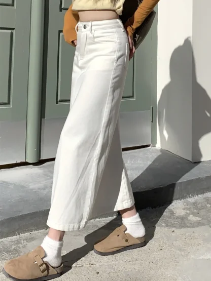 Front Slit Maxi Denim Skirt - Image 2