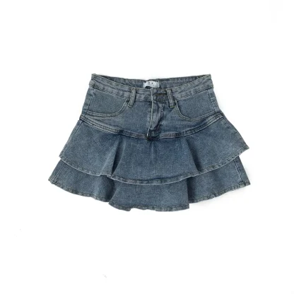 Sexy Tiered Mini Denim Skirt - Image 6