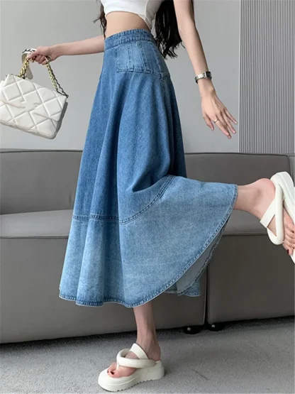 Gradient High-waist Denim Skirt - Image 3