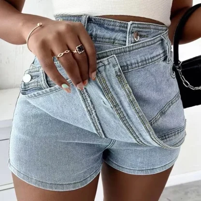 Asymmetrical Mini Denim Skirt - Image 2
