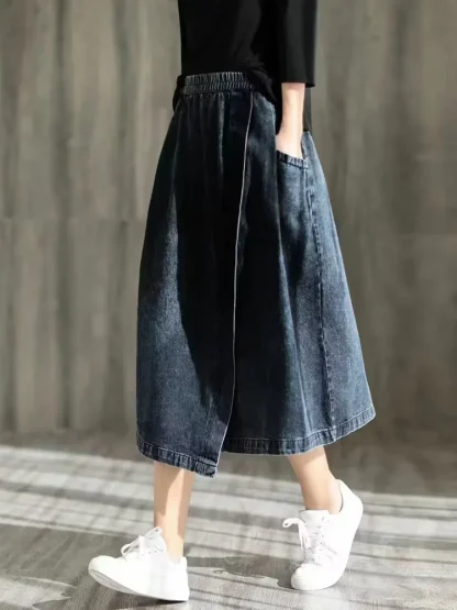 Casual Side Pocket Denim Skirt - Image 7